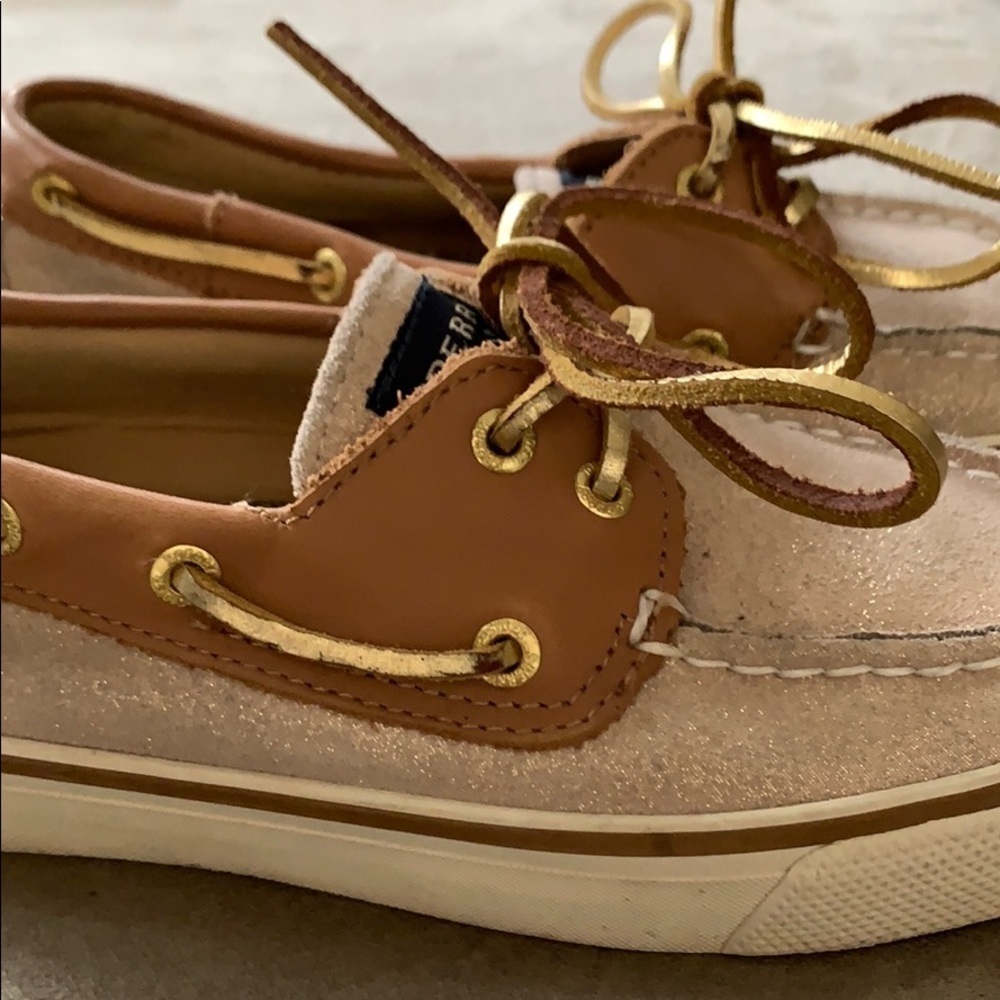 Sperry top siders in gold & brown, leather upper - Picture 2 of 8